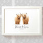 Personalized Highland Cow Couple A3 Framed Print Featuring Names And Date For A Memorable 50th Anniversary Gift For Parents