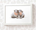 Hippos Safari Animal Nursery Print for Twins