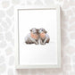 Newborn Baby Shower Gift Safari Nursery Decor Kids Animal Wall Art Hippo Print First Birthday Framed