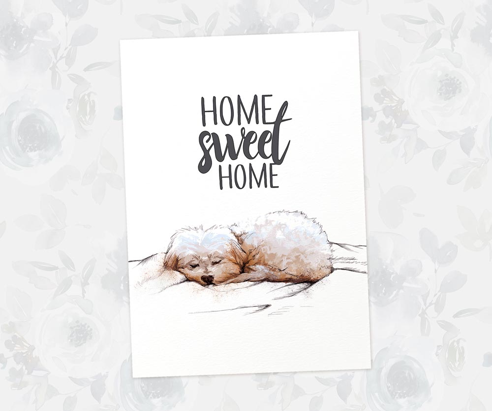 Maltese Puppy "Home Sweet Home" Sleeping Dog Art Print