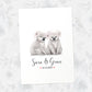Two Koalas A3 Unframed Art Print Personalized With Names And Date For A Heartwarming Valentines Day Gift