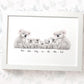 Koala family of 7 portrait personalised with names displayed in an A4 white wood frame for a thoughful gift for dad