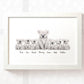 Framed A3 koala print featuring mum and 3 children with names for the best mothers day gift