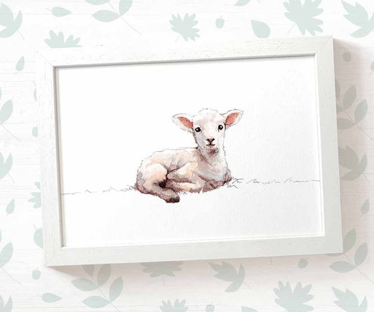 Lamb Farm Animal Nursery Print