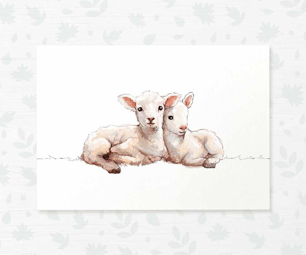 Farm Animal Nursery Prints Twin New Baby Shower Gift Ideas Sheep Wall Art Set Playroom Decor