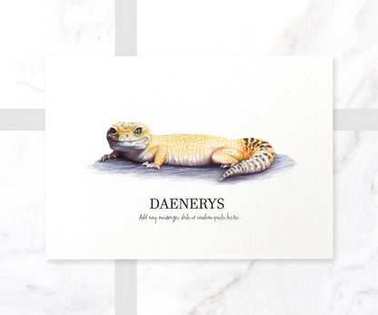 Leopard Gecko Lizard Personalised New Pet Portrait Memorial Loss Christmas Gift Custom Wall Art Poster Print