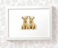 Lions Safari Animal Nursery Print for Twins