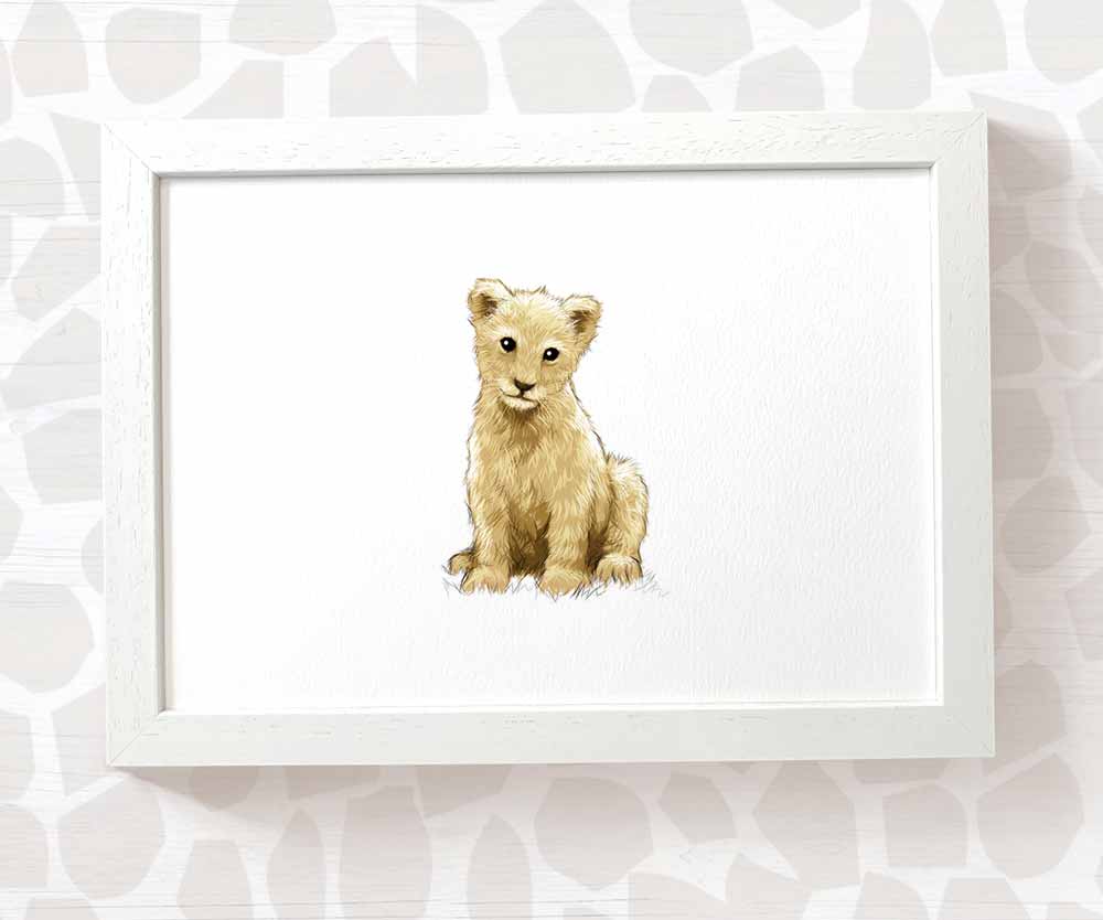 New Baby Gift Safari Nursery Decor Childrens Animal Wall Art Lion Print Playroom Newborn First Birthday 