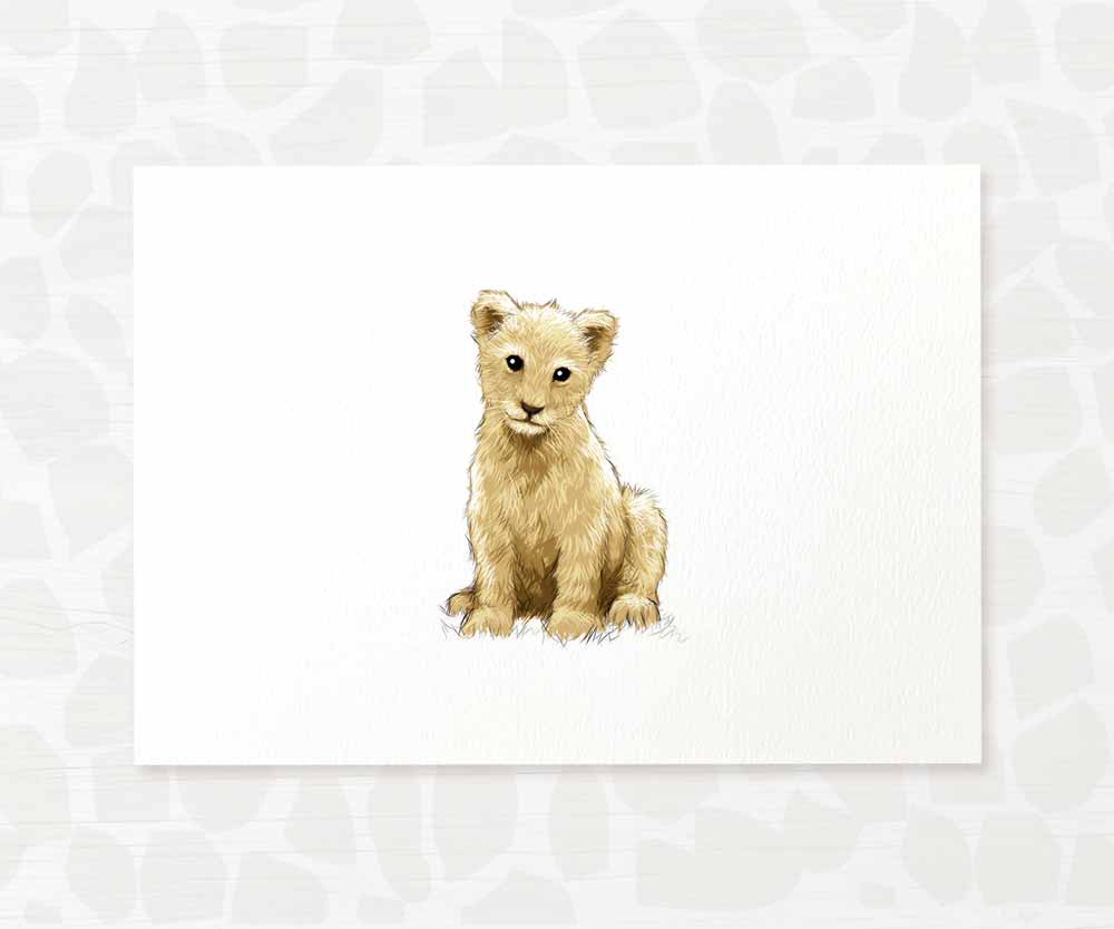 New Baby Shower Gift Safari Jungle Nursery Decor Animal Wall Art Lion Print Newborn Boy Girl