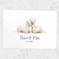 Two Llamas A4 Unframed Print Customized With Names And Date For A Thoughtful Valentines Day Gift