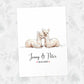 Two Llamas A3 Unframed Art Print Personalized With Names And Date For A Heartwarming Valentines Day Gift