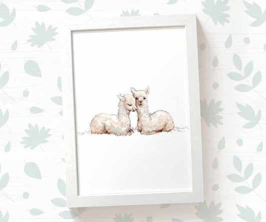 Llamas Farm Animal Nursery Print for Twins