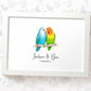 Personalized Lovebirds Couple A4 Framed Print Featuring Names and Date For A Special First Anniversary Gift
