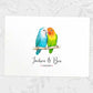 Two Lovebirdss A4 Unframed Print Customized With Names And Date For A Thoughtful Valentines Day Gift