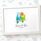 Personalized Lovebirds Couple A4 Framed Print Featuring Newlywed Names And Date For A Unique Wedding Gift