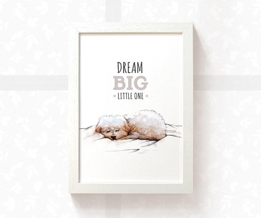Maltese Dog Nursery Print "Dream Big Little One"