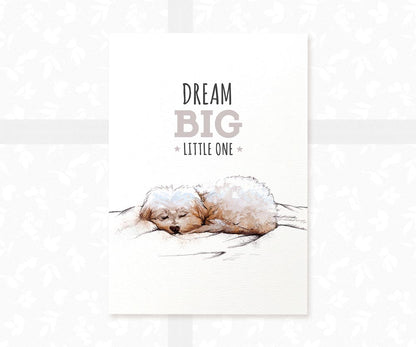 Maltese Dog "Dream Big Little One" Nursery Art Print | Children's Wall Art