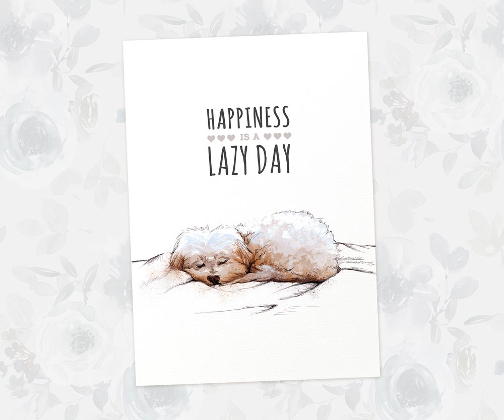 Maltese Dog "Happiness is a Lazy Day" Art Print