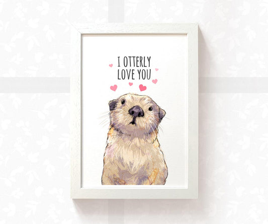 Otter Love Art Print | I Otterly Love You