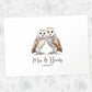 Two Owls A4 Unframed Print Customized With Names And Date For A Thoughtful Valentines Day Gift