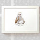 Framed A3 barn owl print featuring dad and baby with names for the best fathers day gift