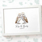 Personalized Owl Couple A4 Framed Print Featuring Newlywed Names And Date For A Unique Wedding Gift