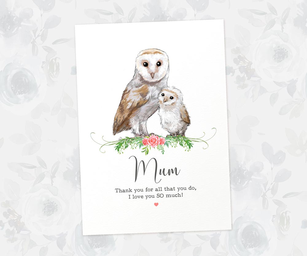 Bird Thank You Personalised Name Gift Prints Owl Wall Art Custom Fathers Day Son Grandad Present