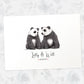Two Pandas A4 Unframed Print Customized With Names And Date For A Thoughtful Valentines Day Gift