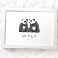Panda Couple A4 Framed Print Personalized With Names And Date For An Exceptional First Anniversary Gift Idea