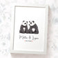 Personalized Panda Couple A4 Framed Print Featuring Newlywed Names And Date For A Unique Wedding Gift