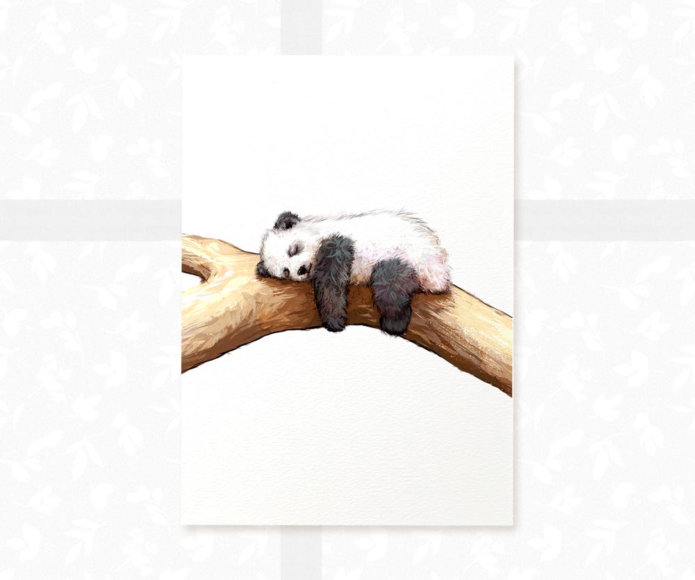 Sleeping Panda Nursery Art Print | Children's Wall Art