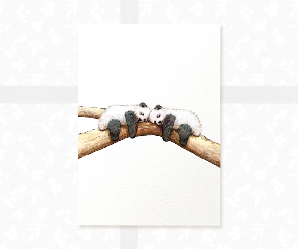 Twin Pandas Nursery Art Print | Children's Wall Art
