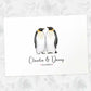 Two Penguins A3 Unframed Art Print Personalized With Names And Date For A Heartwarming Valentines Day Gift