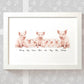 Printed and framed A4 family of 8 pigs personalised with names for a special mothers day present