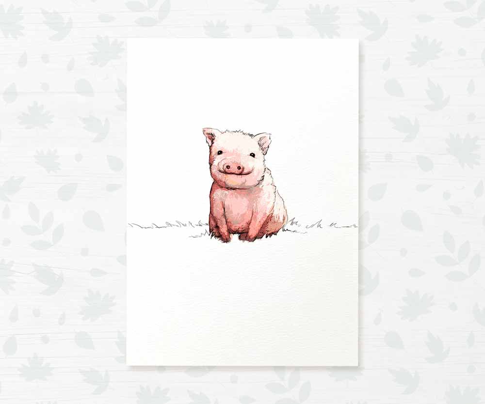 Pig Farm Animals Nursery Art Print | Children's Wall Art