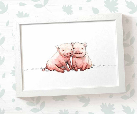 Pigs Farm Animal Nursery Print for Twins
