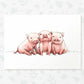 Pigs Farm Animal Nursery Print for Triplets