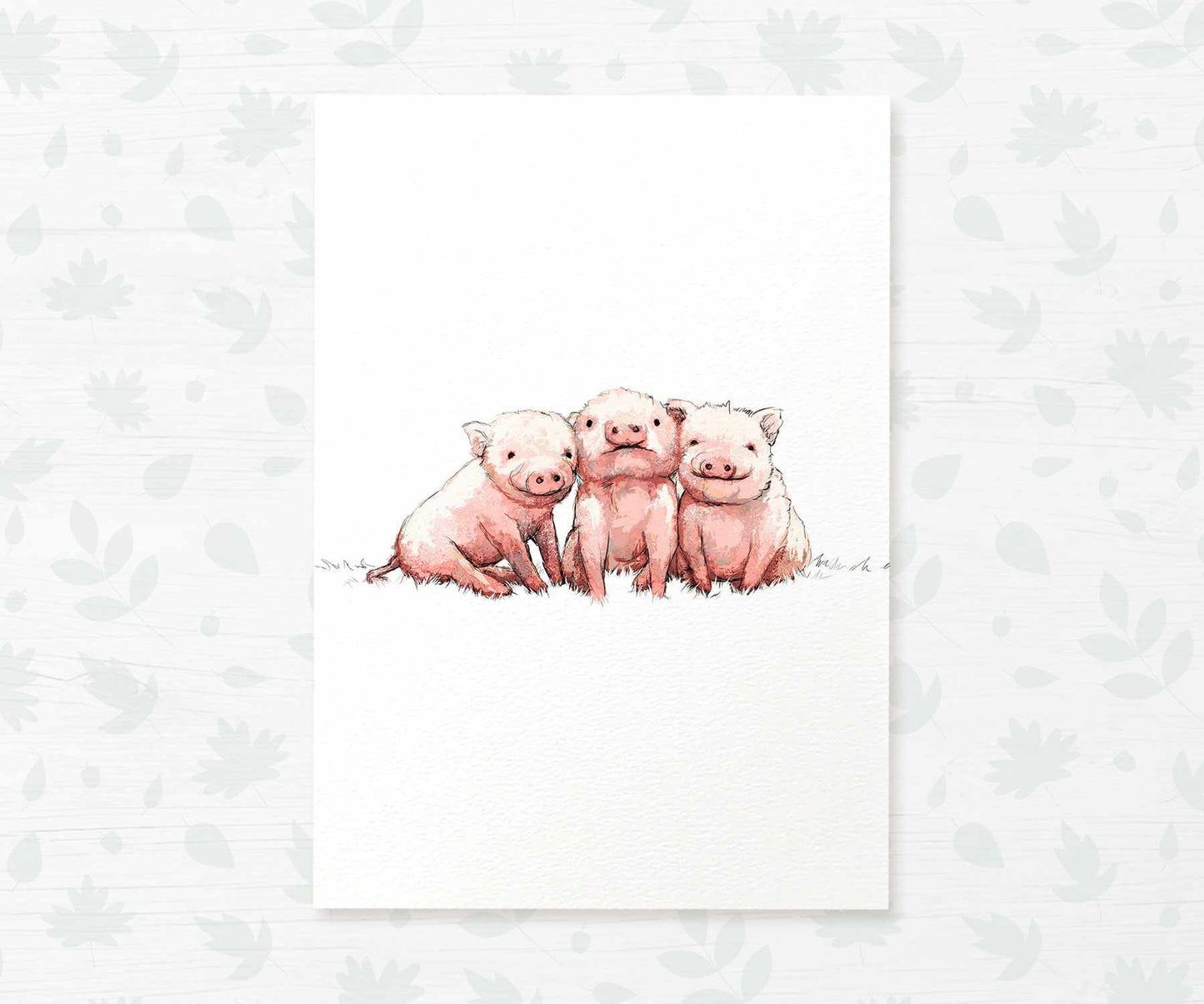 Triplet Pig Farm Animal Nursery Art Print | Children's Wall Art
