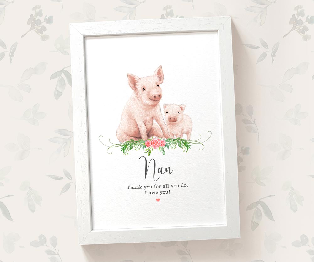 Thank You Personalised Name Gift Animal Prints Pig Wall Art Custom Fathers Day Dad Grandad Present