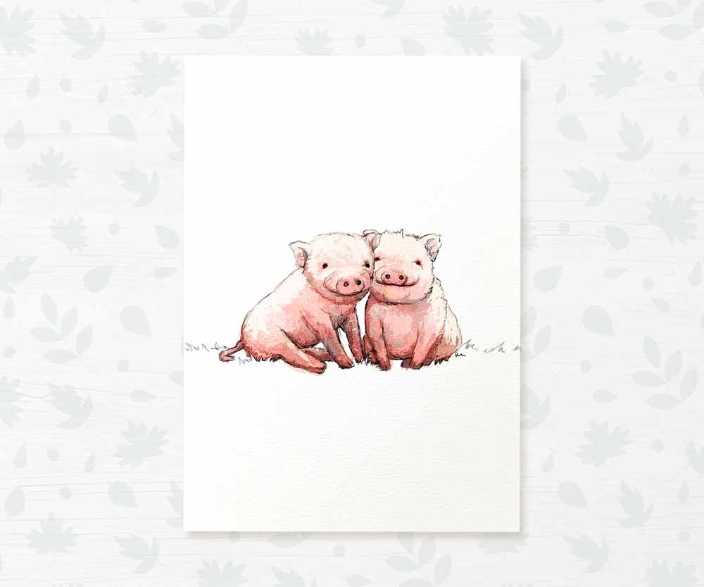 Farm Animal Nursery Prints Twin New Baby Shower Gift Ideas Pig Wall Art Set Playroom Decor