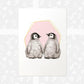 Twin Nursery Prints New Baby Shower Gift Girl Pink Penguin Childrens Wall Art Set Playroom Decor