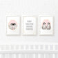 Bird Nursery Prints New Baby Shower Gift Girl Pink Penguin Wall Art Set Playroom Decor UK
