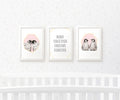 Emperor Penguins Twin Nursery Prints Set of 3 Pink