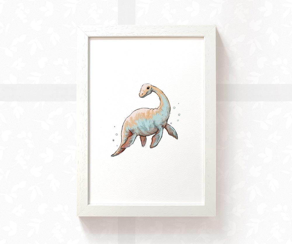 Plesiosaur Nursery Art Print | Dinosaur Children's Wall Art