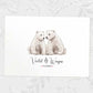Two Polar Bears A3 Unframed Art Print Personalized With Names And Date For A Heartwarming Valentines Day Gift