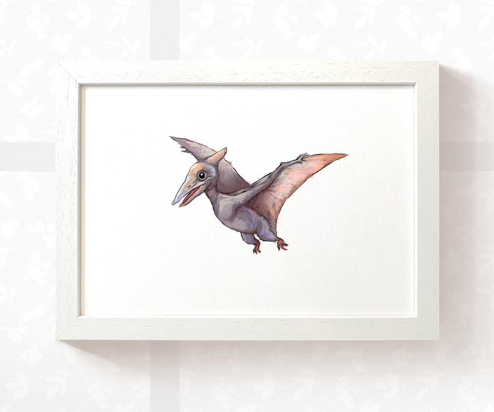 Pterodactyl Nursery Art Print | Dinosaur Children's Wall Art