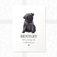 Black Pug Dog Puppy New Pet Portrait Memorial Loss Christmas Gift Name Custom Wall Art Print