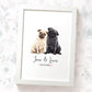 Black And Fawn Pug Couple A4 Framed Print Personalized With Names And Date For A First Anniversary Gift Idea