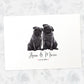 Two Pugs A4 Unframed Print Customized With Names And Date For A Thoughtful Valentines Day Gift