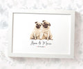 Personalised Pug Wedding Anniversary Print